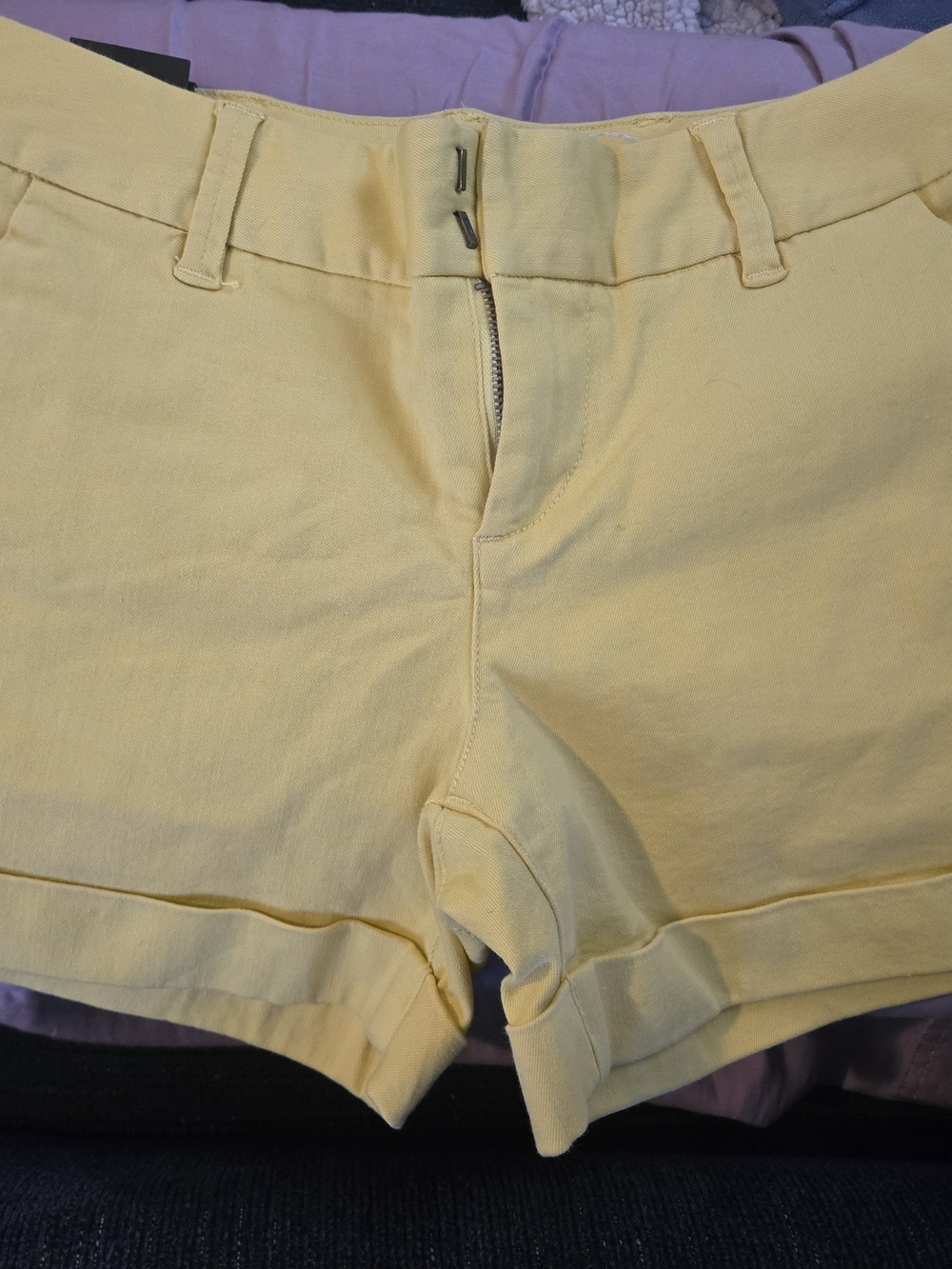 Dear John Yellow High-Waist Cotton Blend Shorts